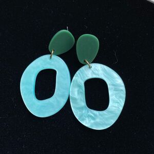 Artistic Contemporary Handmade Shimmery Blue & Green Earrings